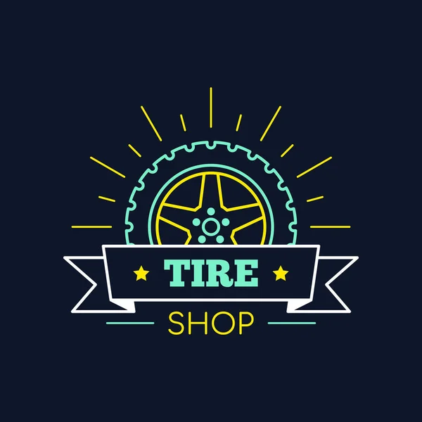 Tire and wheel service badge design, stock vector — Stock Vector