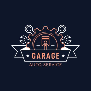 Araba servisi ve onarım rozeti tasarımı, hisse senedi vektörü
