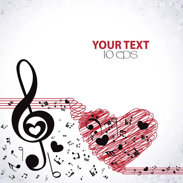 Bannière musicale avec coeur — Image vectorielle