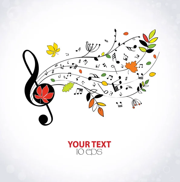 Musical autumn background with notes — Stock Vector