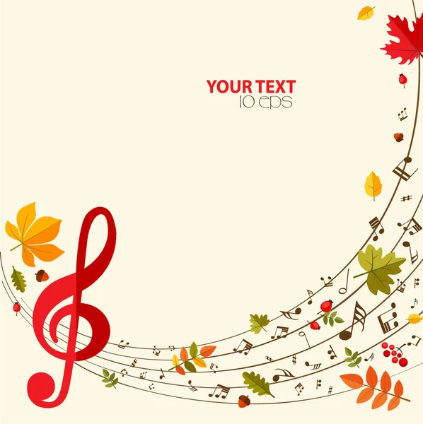 Fondo brillante otoño musical — Vector de stock