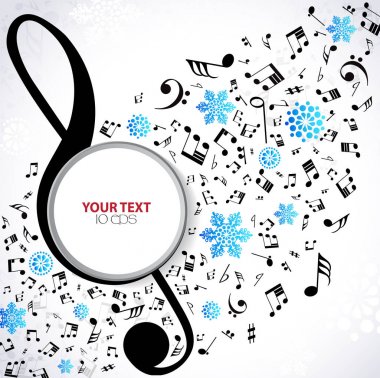 müzik arka plan notları ve kar taneleri ile