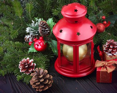 Yeni yıl arka plan kırmızı fener ile