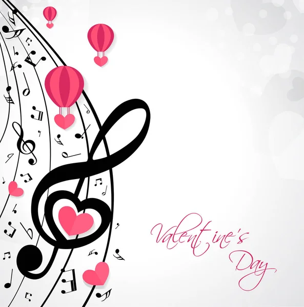 Musical Background Valentine Day — Stock Vector