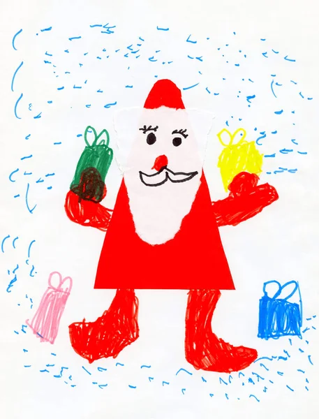 Papá Noel Con Regalos Aplicación Para Niños Dibujo Infantil — Foto de Stock
