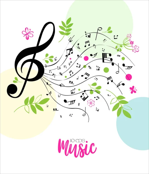 Música Primavera Fundo Musical Brilhante —  Vetores de Stock
