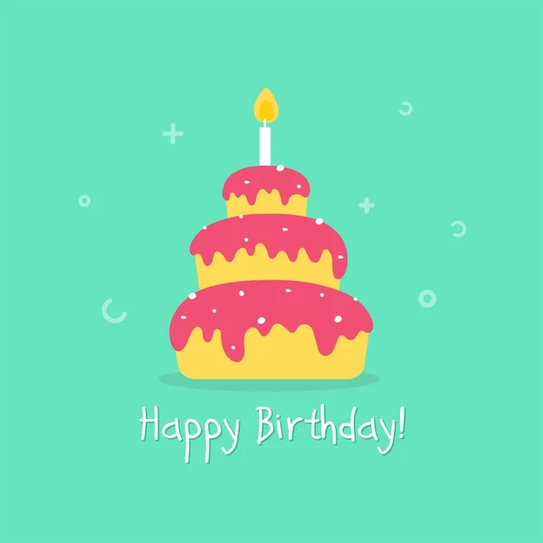 Birthday Cake Bright Background Birthday Flat Style — Stock Vector