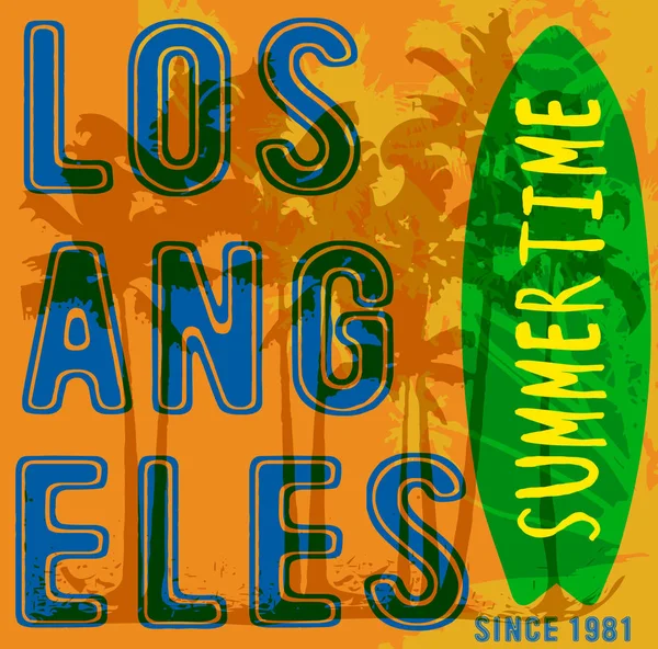 Affiche tropicale été los angeles — Image vectorielle