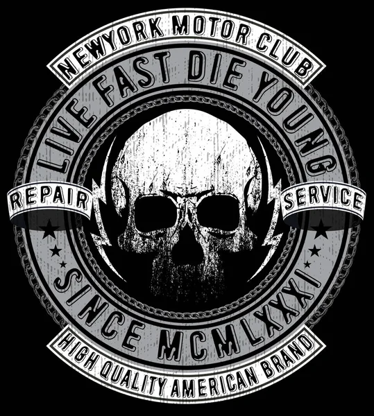 Kafatası T gömlek grafik tasarım motosiklet kulübü