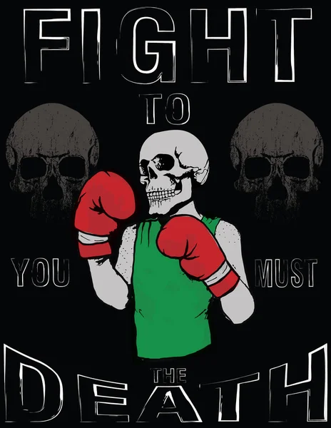 Camiseta Calavera Diseño Gráfico Guantes de Boxeo Vintage vector illust — Vector de stock