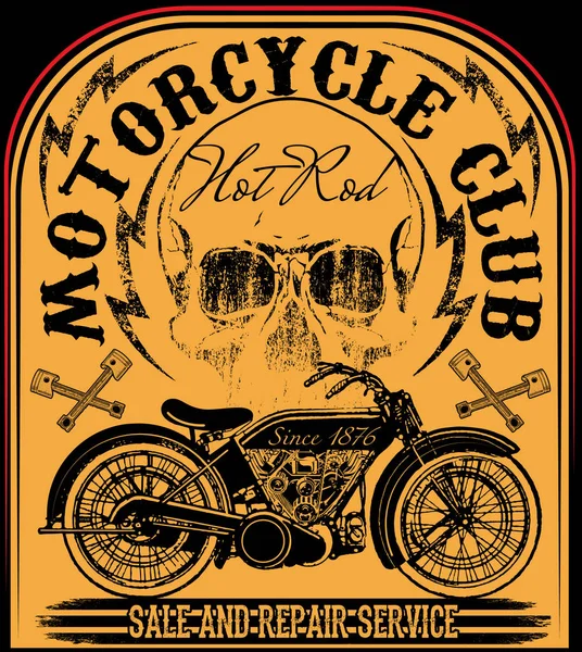 Vintage motocykl ręka wektor tee graficzny projekt — Wektor stockowy