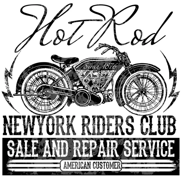 Vintage Moto dessin à la main vecteur tee design graphique — Image vectorielle