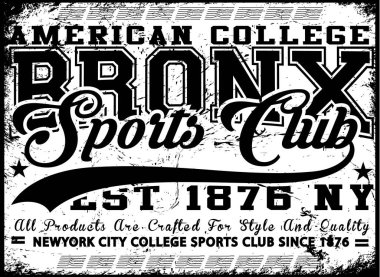 Bronx New York spor tipografi; t-shirt grafik; vektörel çizimler