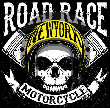 Tee kafatası motosiklet grafik tasarım