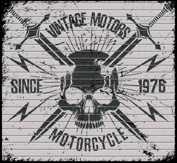 Tricou craniu Design grafic Clubul de motociclete — Vector de stoc