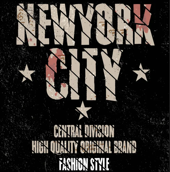 New York spor giyim tipografi amblemi, t-shirt damga grafik, v — Stok Vektör