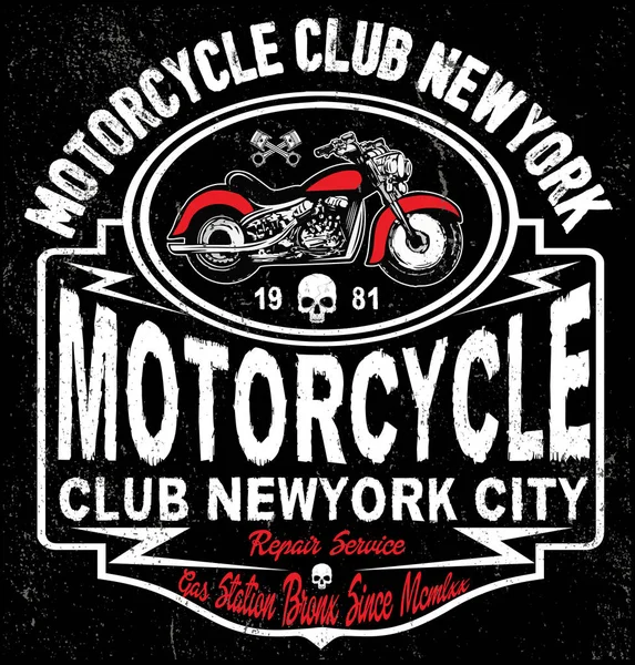 Diseño gráfico de la motocicleta tee — Vector de stock