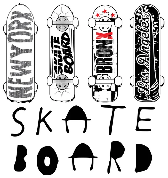 Skate board typography; t-shirt graphics; vectors — Stock Vector