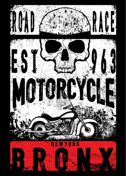 Vintage motorfiets hand getrokken vector tee grafisch ontwerp — Stockvector