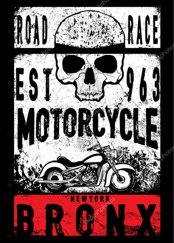 Vintage Motorcycle hand drawn vector tee graphic design