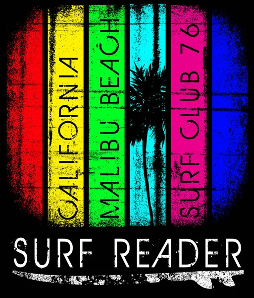 Surfa Kalifornien typografi, t-shirt grafik, affisch, banner, fl — Stock vektor