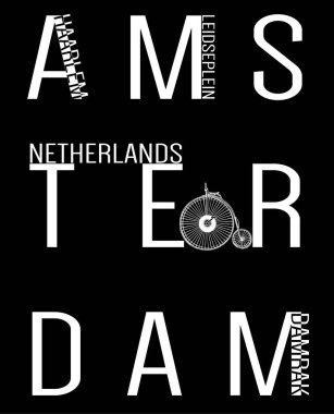 Amsterdam tipografi T gömlek tasarımı 
