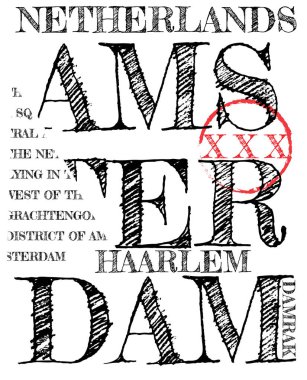Amsterdam atletik spor tipografi, t-shirt grafik, vektörel çizimler