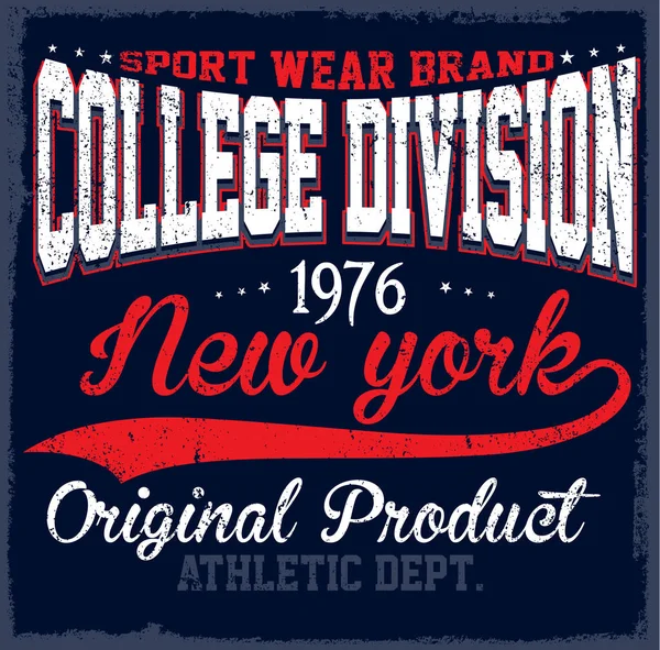 Atletisk inst. New york Varsity Sport vector print och varsity. — Stock vektor