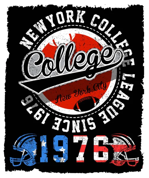 Sportlicher Tiefpunkt. New York Varsity Sport Vektor Print und Varsity. — Stockvektor