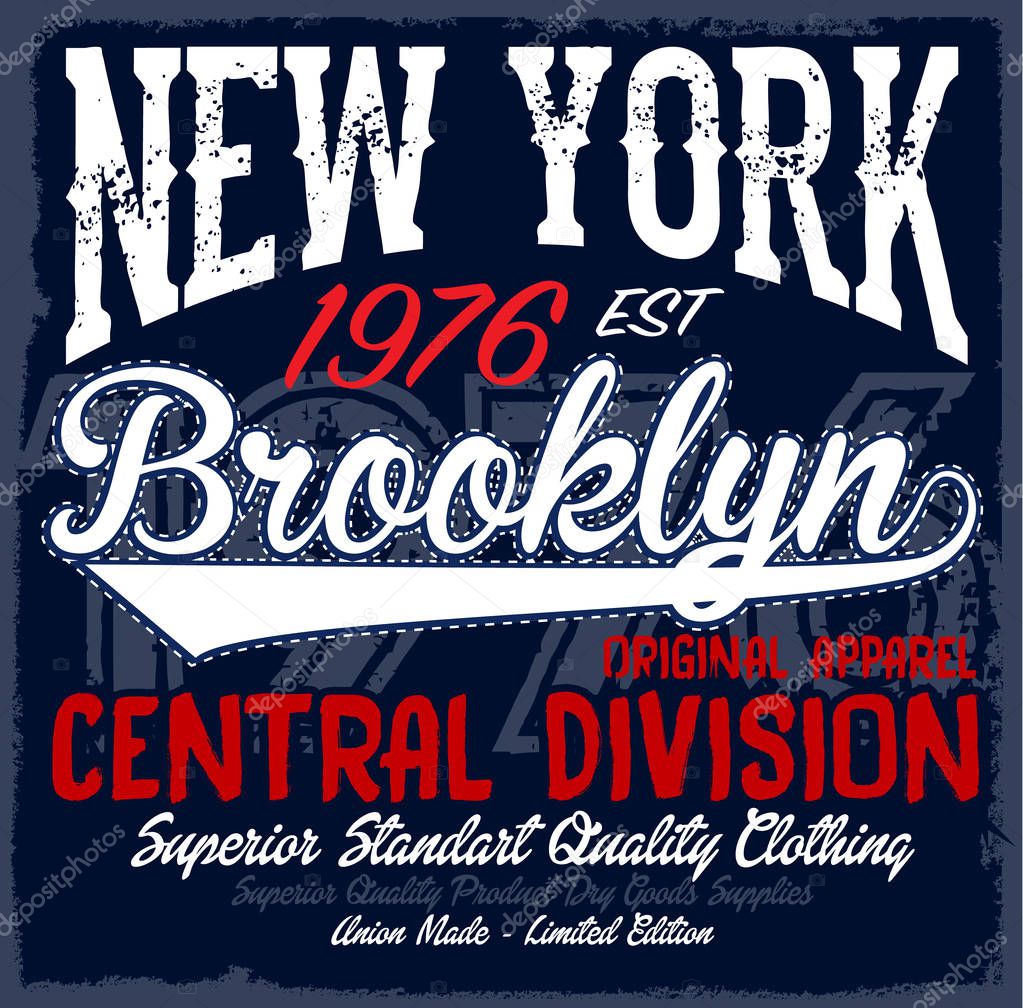 New York City; Brooklyn Grunge background. Typography; t-shirt graphics; poster