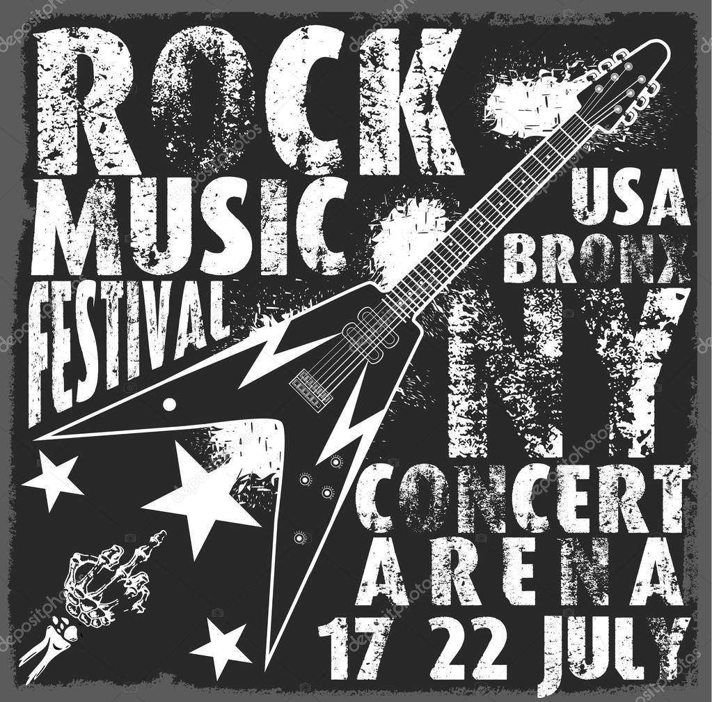 vintage rock and roll typographic for t-shirt; tee design; poste