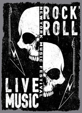 Vintage rock and roll için t-shirt tipografik; tişört tasarım; Poste