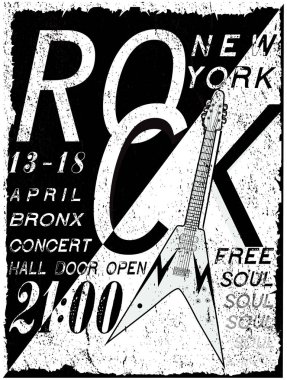 Rock poster, vintage rock ve roll t-shirt için tipografik; tee 