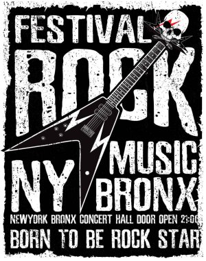Rock poster, vintage rock ve roll t-shirt için tipografik; tee 