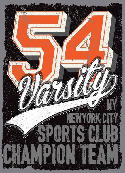 Departamento Atlético. Nova Iorque; Varsity Sport vector print and varsity . — Vetor de Stock