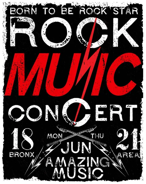 Vintage rock and roll typographique pour t-shirt ; tee-shirt design ; poste — Image vectorielle