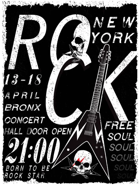 Cartaz de rocha, tipografia de rock and roll vintage para t-shirt; T-shirt — Vetor de Stock