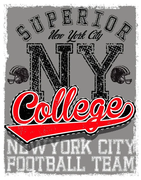 Sportlicher Tiefpunkt. New York; Varsity Sport Vektor Print und Varsity. — Stockvektor