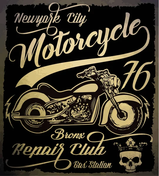 Moto d'epoca. Illustrazione vintage grunge disegnata a mano con — Vettoriale Stock