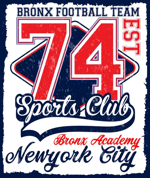 Americký fotbal Athletic Varsity Sport New Yorku vektorový tisk — Stockový vektor