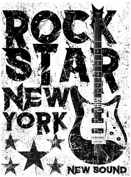 Rock Star vintage Rock'n roll t-shirt için tipografik; tee des — Stok Vektör