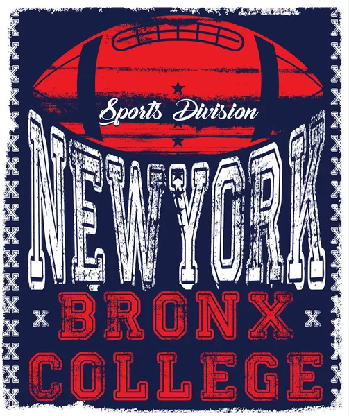 Векторная печать и университетская сборная Нью-Йорка. Для футболки или — стоковый вектор