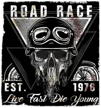 Kafatası Vintage motosiklet Logo Amblem T shirt tasarım