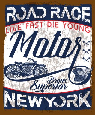 Vintage logo amblem T gömlek tasarım motosiklet