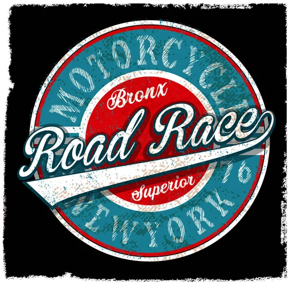 Motocykl Vintage logo emblemat T shirt Design — Wektor stockowy