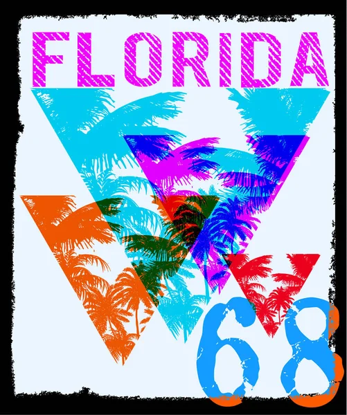 Florida letní tričko grafický design — Stockový vektor