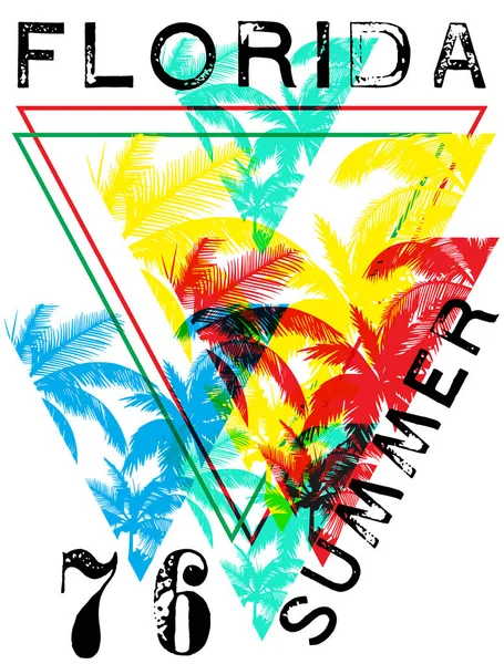 Florida verano tee diseño gráfico — Vector de stock