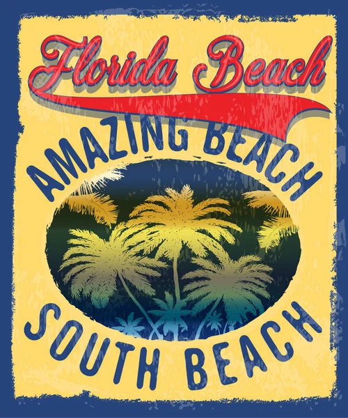 Florida verano tee diseño gráfico — Archivo Imágenes Vectoriales