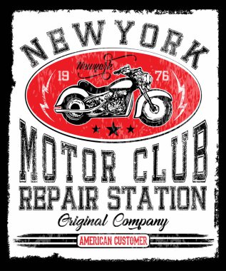 Vintage motosiklet elle çizilmiş vektör tee grafik tasarım