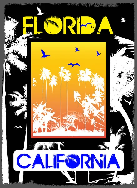 Florida zomer tee grafisch ontwerp — Stockvector